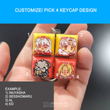 Load image into Gallery viewer, 4pc customized lightup keycap fidget keychain (pick 4 designs)