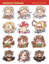 Load image into Gallery viewer, dubious cooking in dungeon sticker sheets