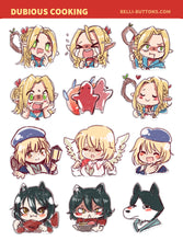 Load image into Gallery viewer, dubious cooking in dungeon sticker sheets