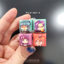 Load image into Gallery viewer, 4pc customized lightup keycap fidget keychain (pick 4 designs)